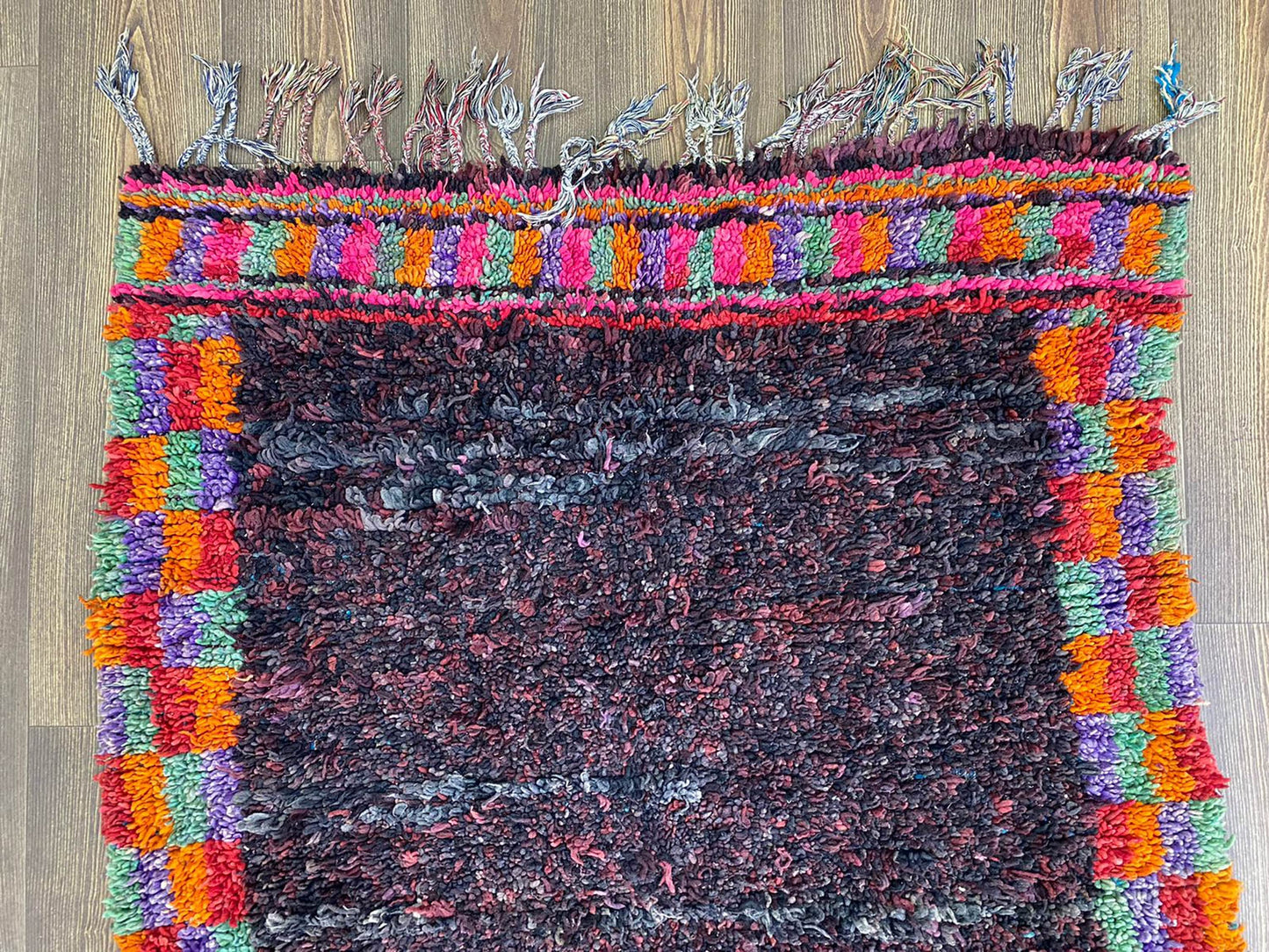 4x9 Feet Moroccan vintage shaggy Runner Rug.