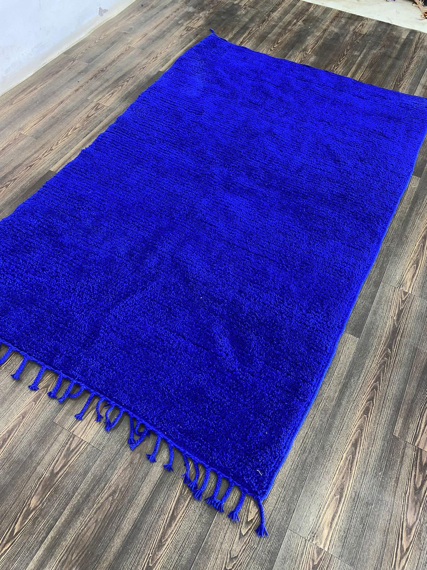 Solid Blue rug, Moroccan Berber rug, Custom wool area rug, new home gift, Beni Ourain Carpet.