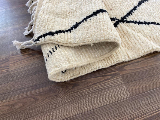 Custom Moroccan Berber wool black and white Beni Ourain rug.