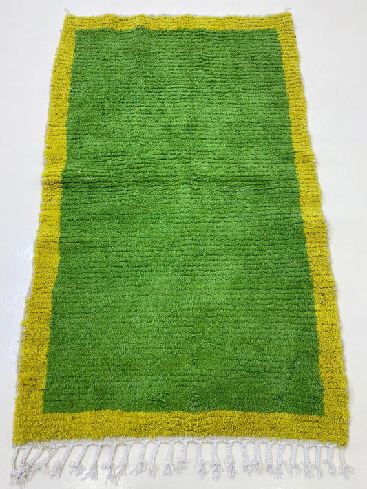 green Moroccan bordered area rug, Handmade Morocco Berber rug