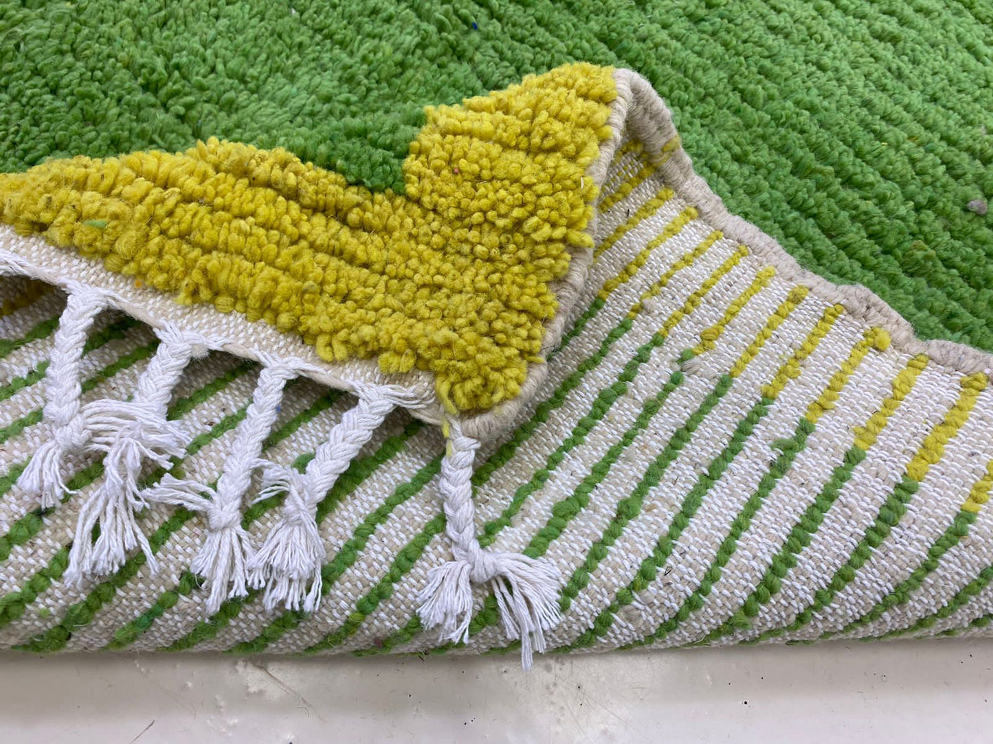 green Moroccan bordered area rug, Handmade Morocco Berber rug