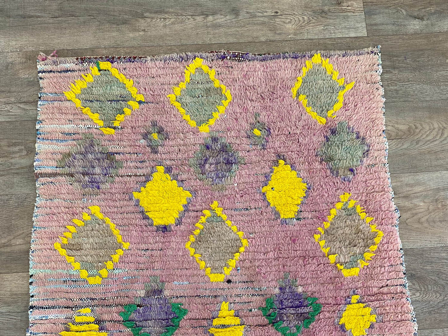 Moroccan colorful diamond 3x8 runner rug.