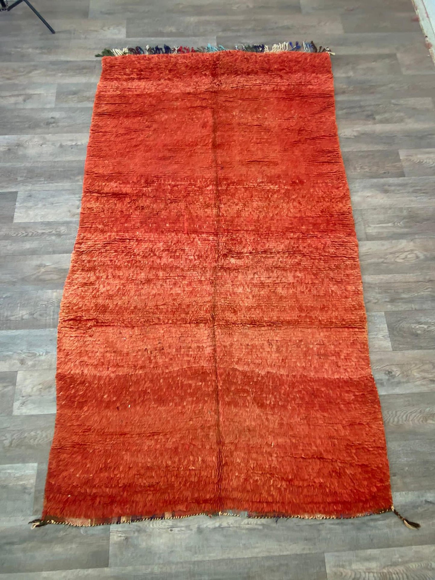 Vintage Moroccan solid red 5x9 large rug.