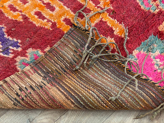 Colorful diamond vintage 3x8 runner rug.