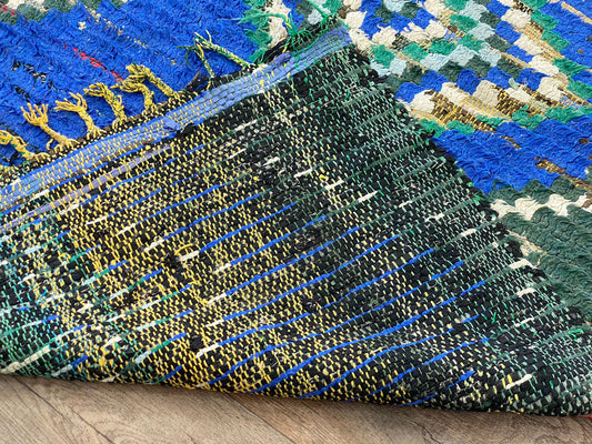 Moroccan diamond blue 3x9 runner rug.