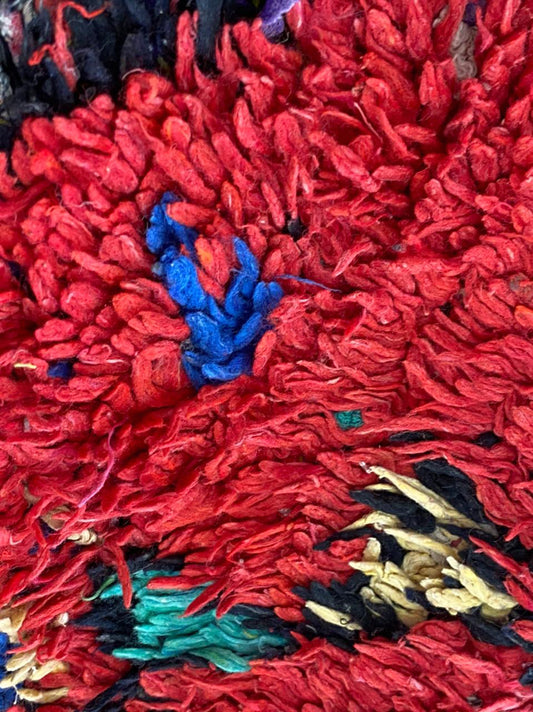 Vintage Moroccan diamond red 4x8 rug.