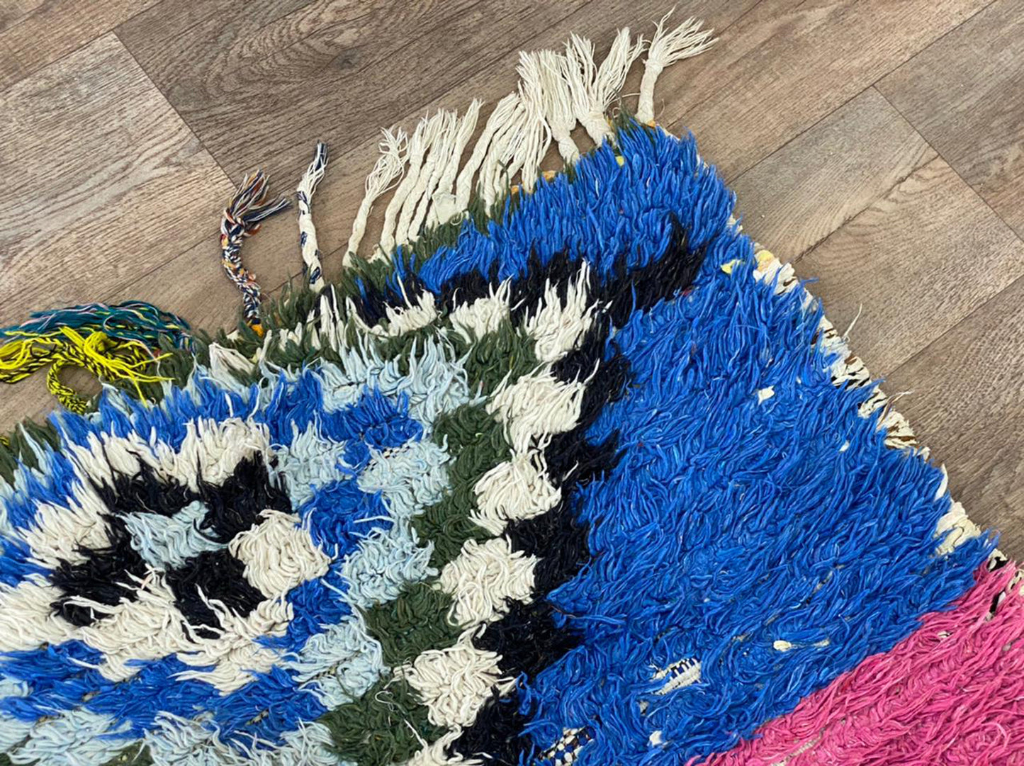 Moroccan Berber diamond colorful 3x10 runner rug.