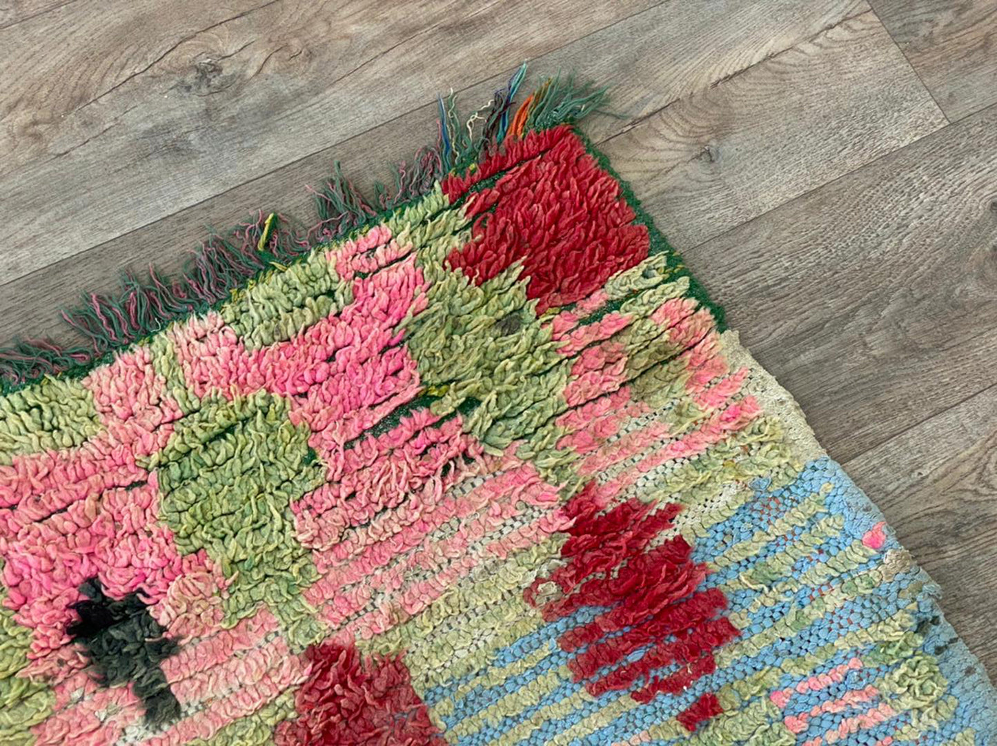 Abstract faded colorful 3x7 runner Rug.