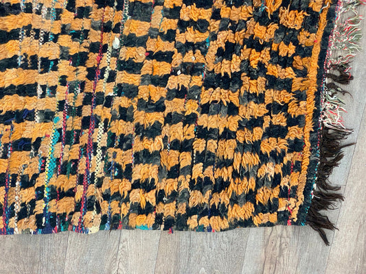 Vintage Berber area checkered 5x9 Rug.
