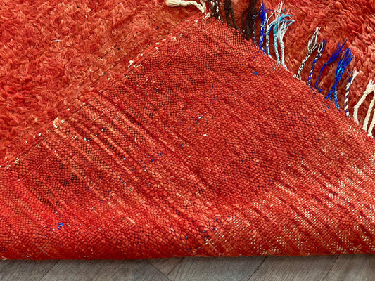 Vintage Moroccan solid red 5x9 large rug.