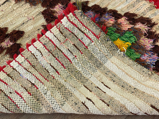 Colorful vintage diamond 3x6 runner rug.