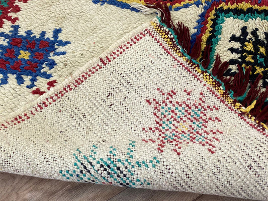 Colorful vintage Berber area 5x6 rug.