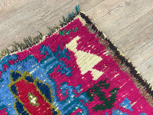 Small colorful tribal vintage 3x5 rug.