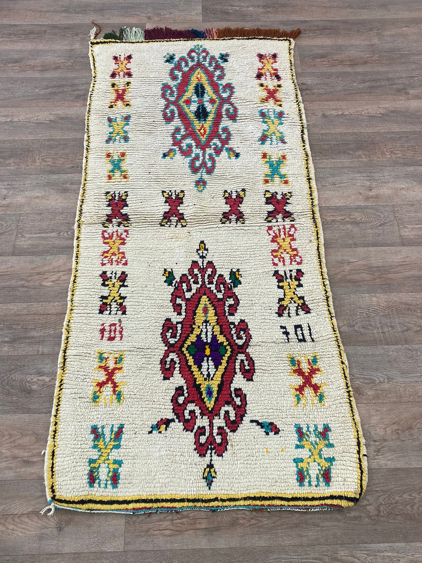 hallway vintage Moroccan 3x7 runner rug.