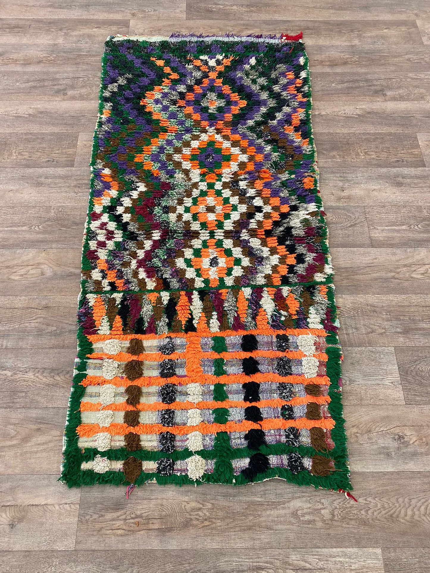 Long abstract colorful area 3x7 rug.