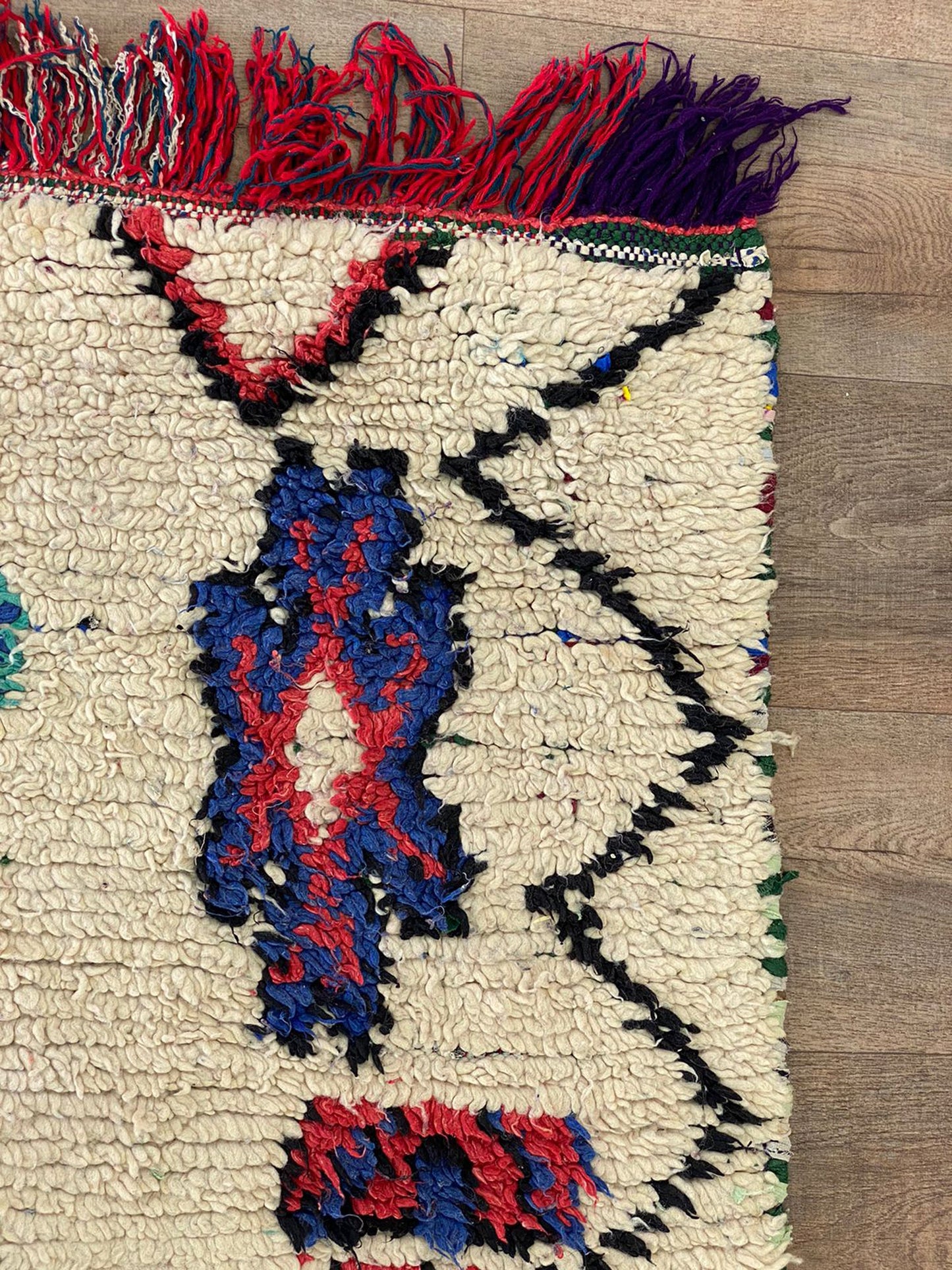 Vintage Moroccan colorful area 5x7 rug.