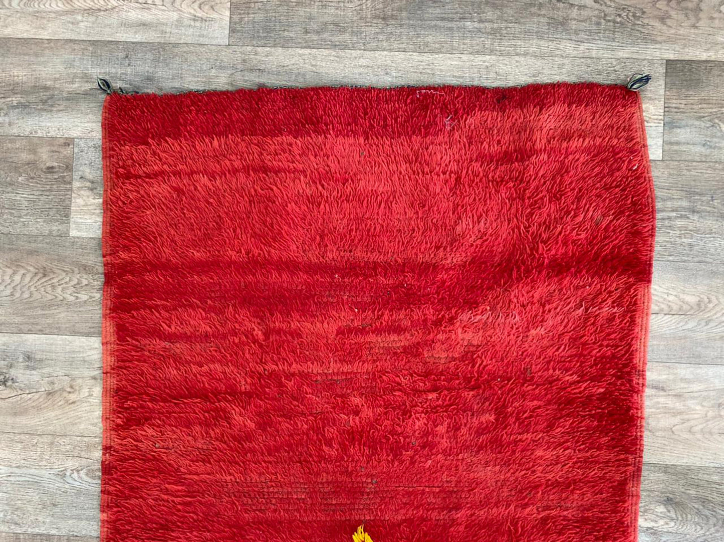 Narrow Moroccan solid red 3x8 runner rug.