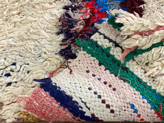 Colorful vintage berber 3x8.5 runner rug.