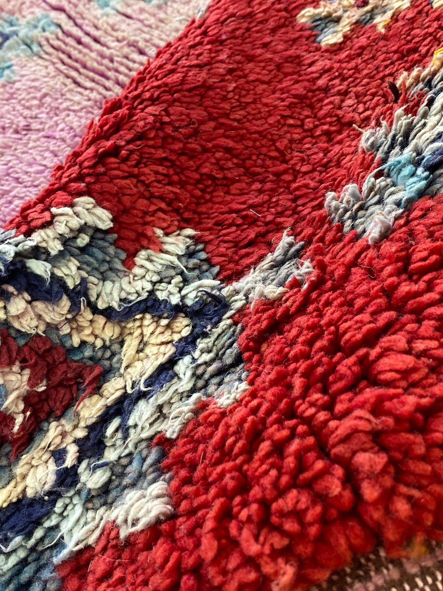4x7 FT Moroccan unique handwoven area rug.