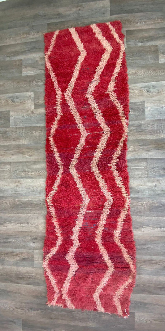 Tapis de couloir tissé marocain en laine berbère 3x10 FT.