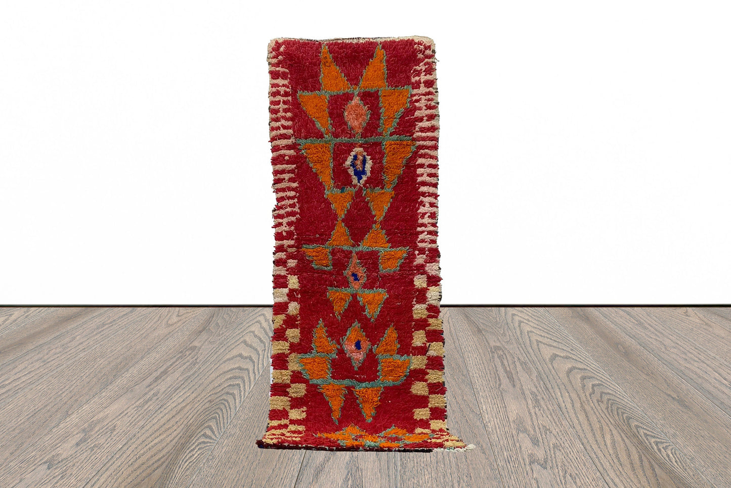 2x7 FT handwoven Moroccan wool unique rugs runner.