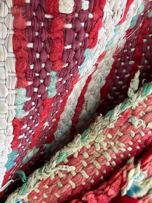 3x7 wool woven diamond Moroccan runner rug.