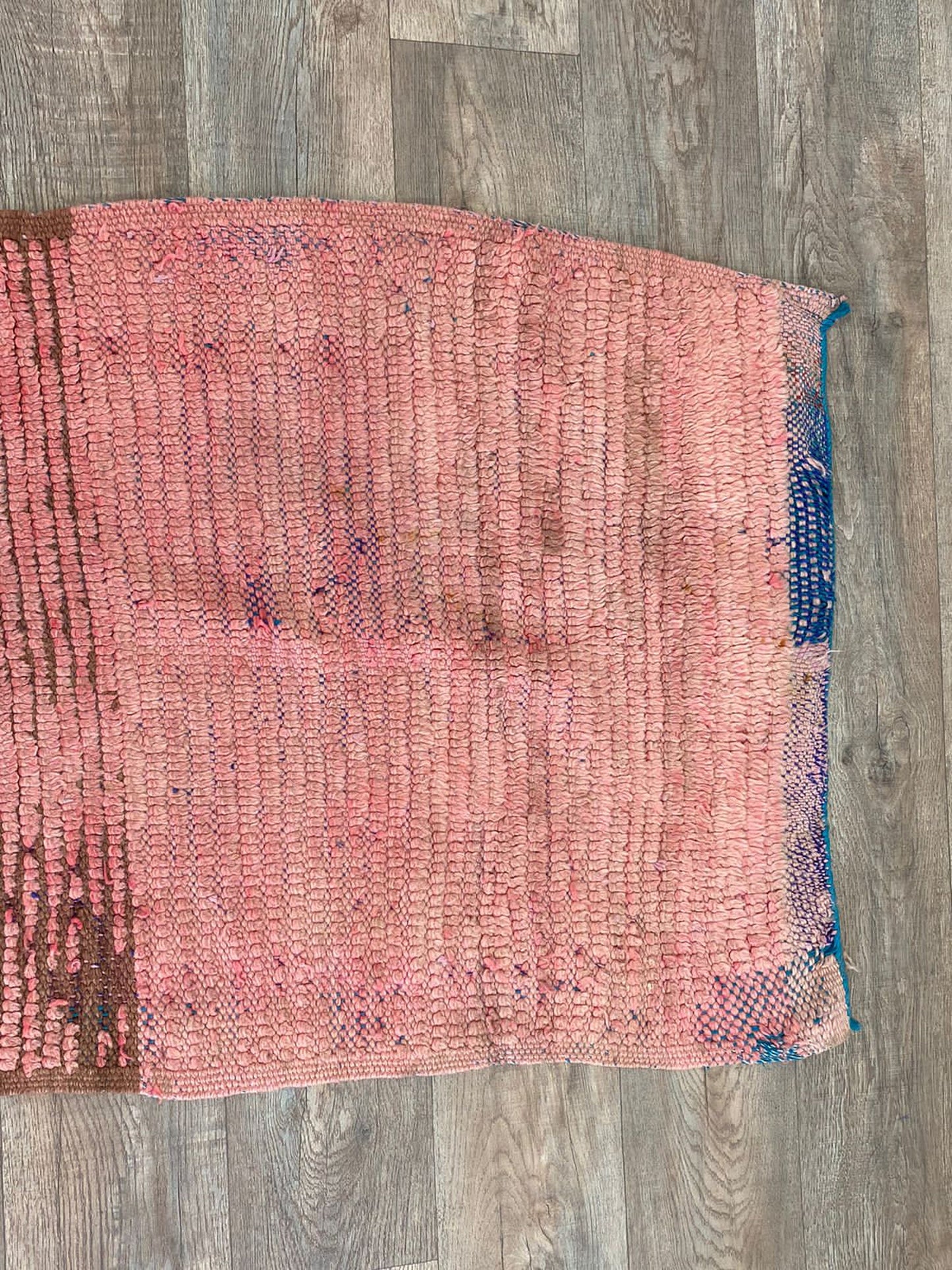 3x8 FT wool boho pink Moroccan rug runner.