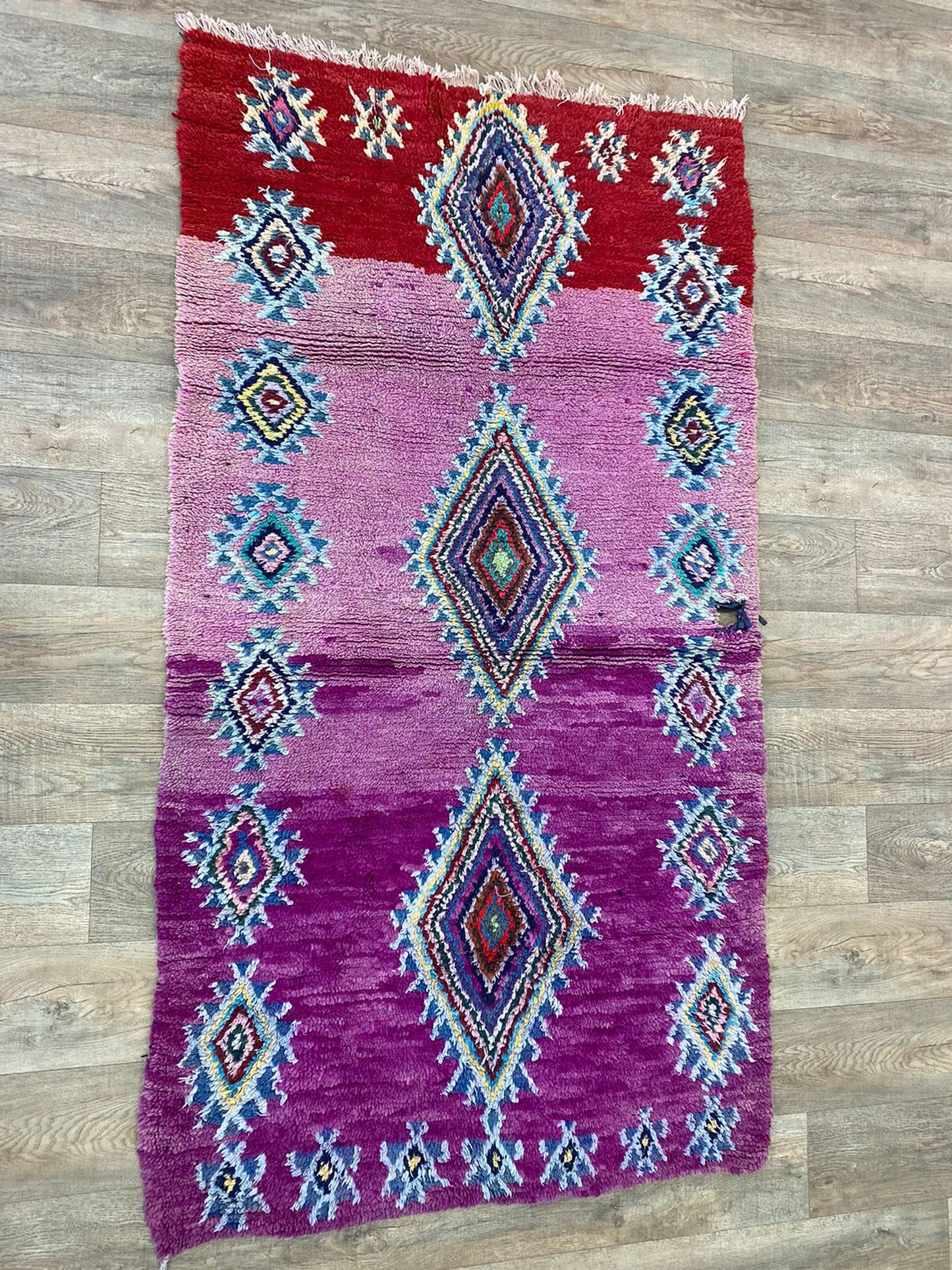 4x7 FT Moroccan unique handwoven area rug.