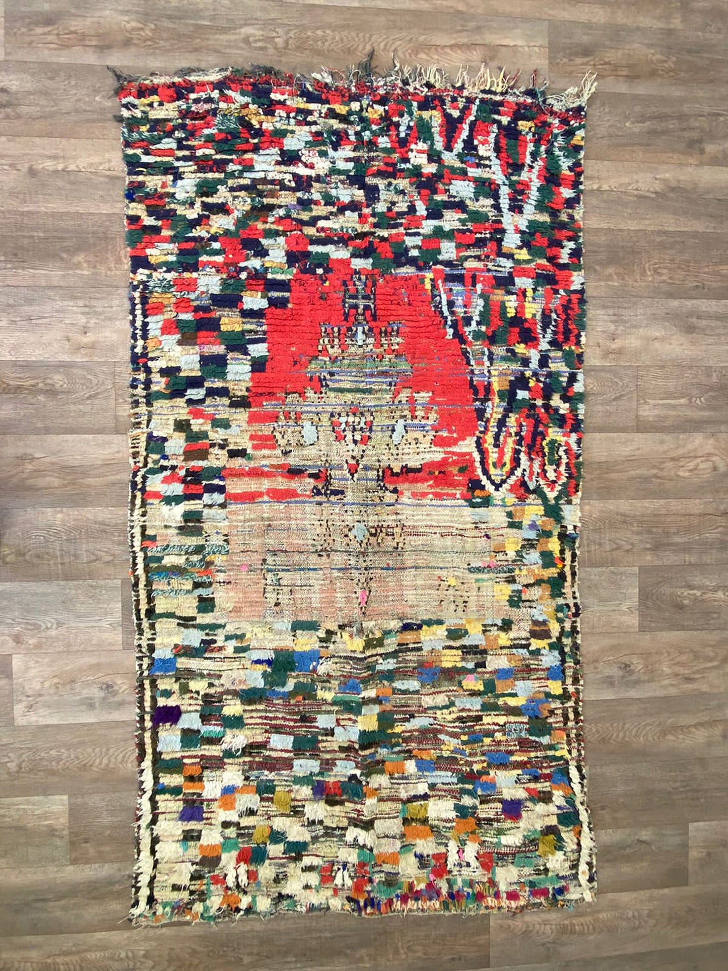 4x8 FT Moroccan Berber colorful area rug.