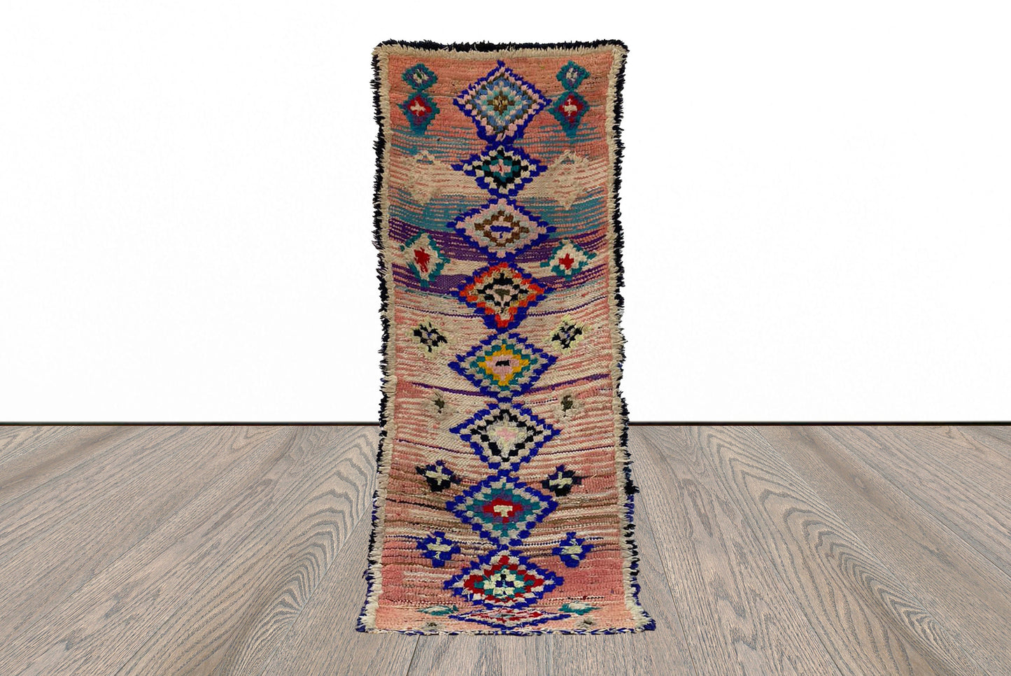 3x7 FT boho colorful Moroccan runner rug.
