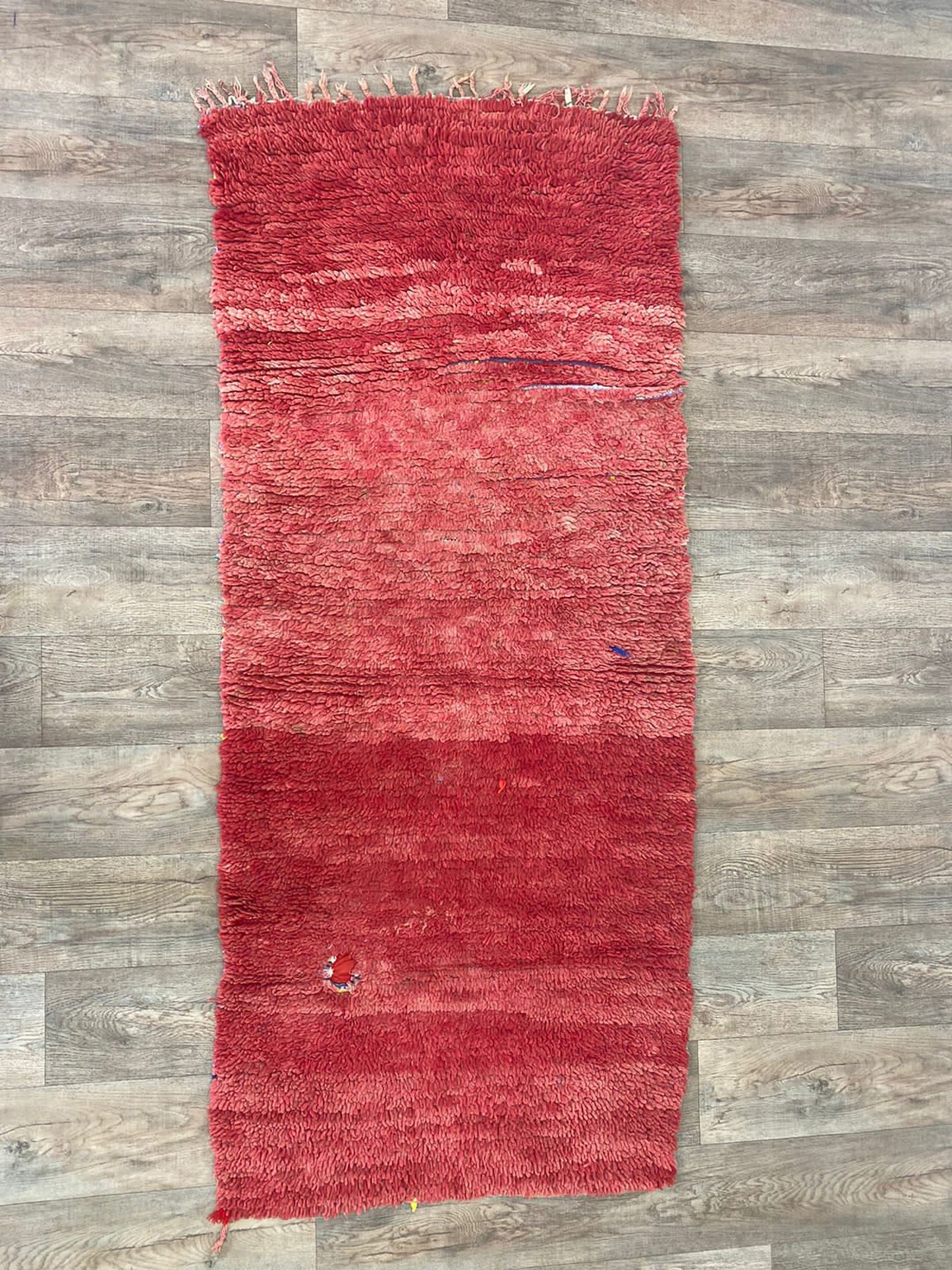 3x7 FT red wool Moroccan runner rug.