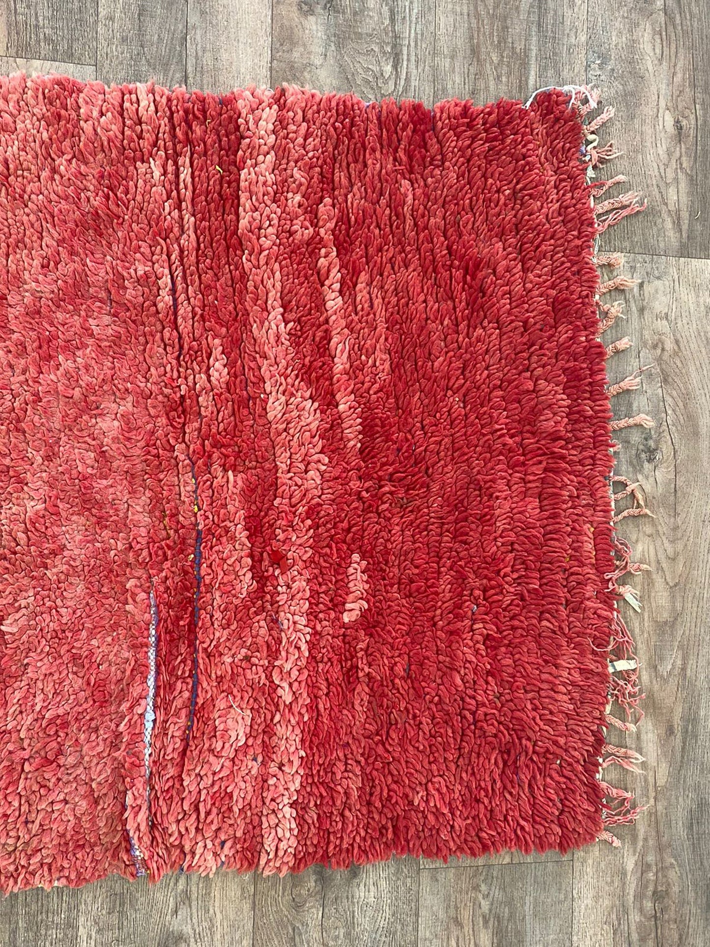 3x7 FT red wool Moroccan runner rug.