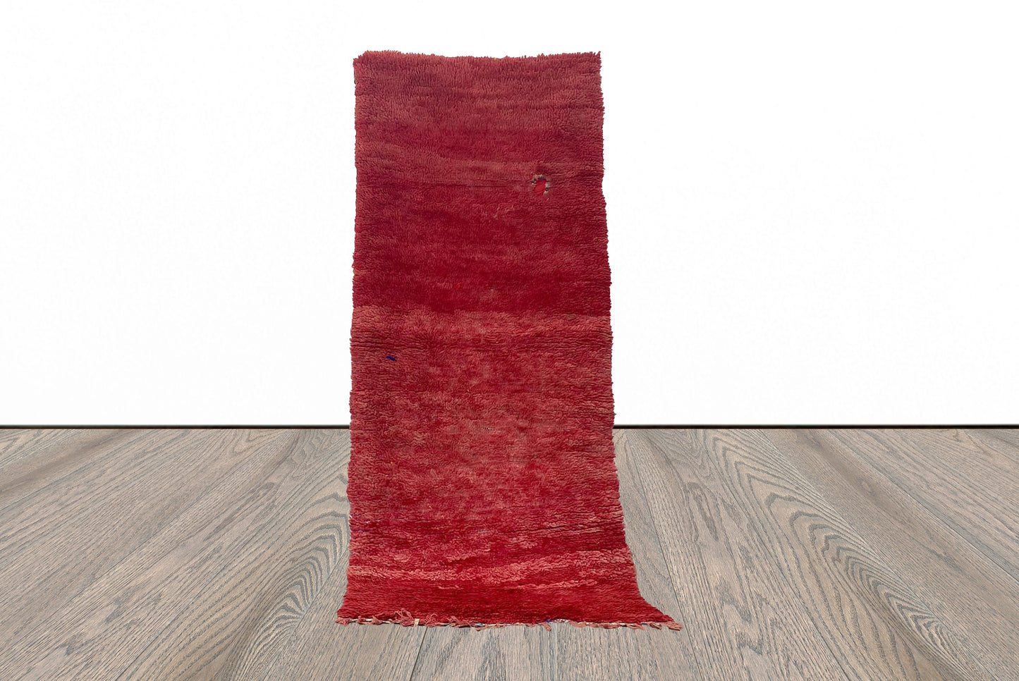 3x7 FT red wool Moroccan runner rug.