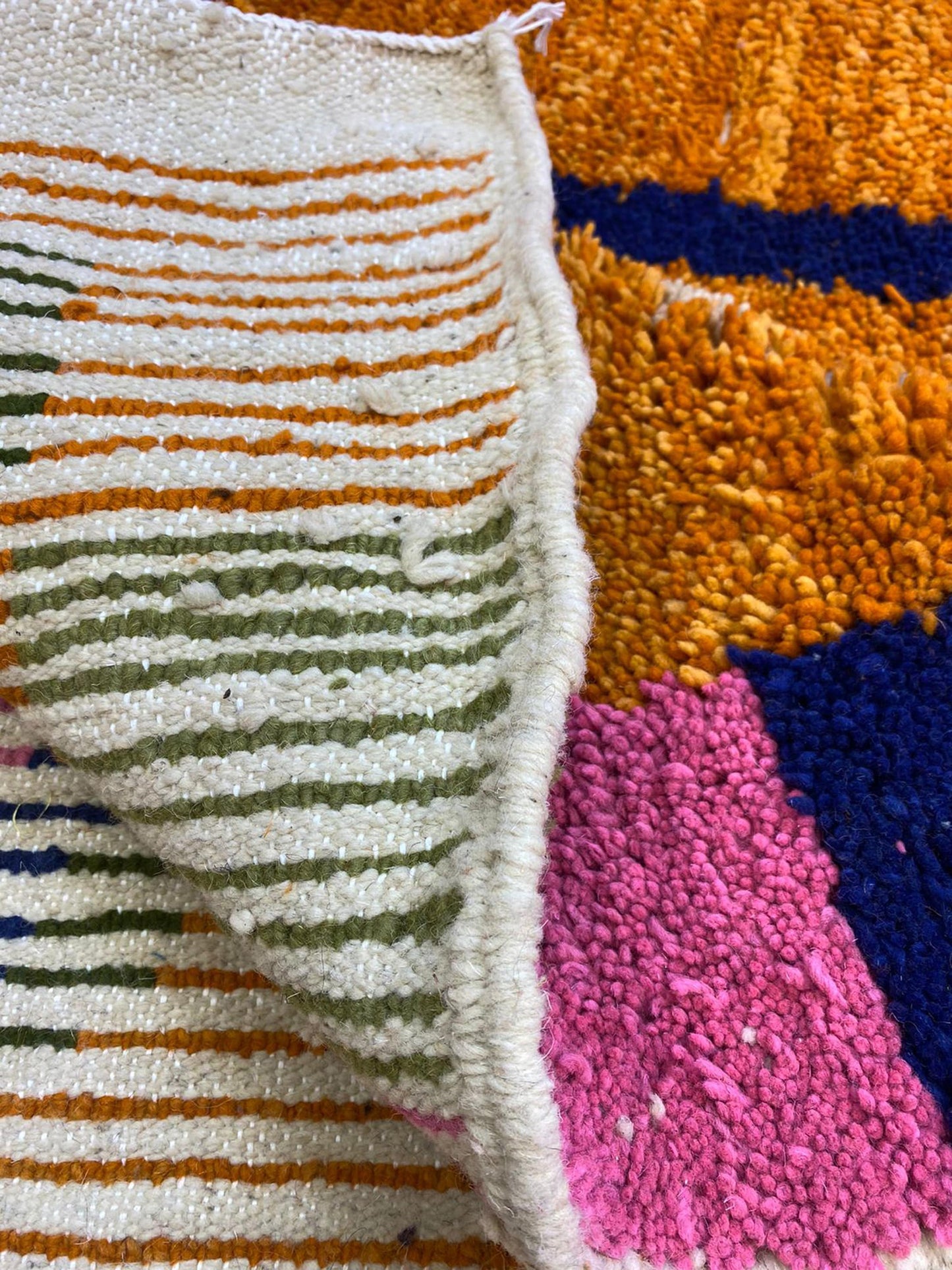 Orange Moroccan rug, Handmade Berber wool custom area rugs, rugs for living room.