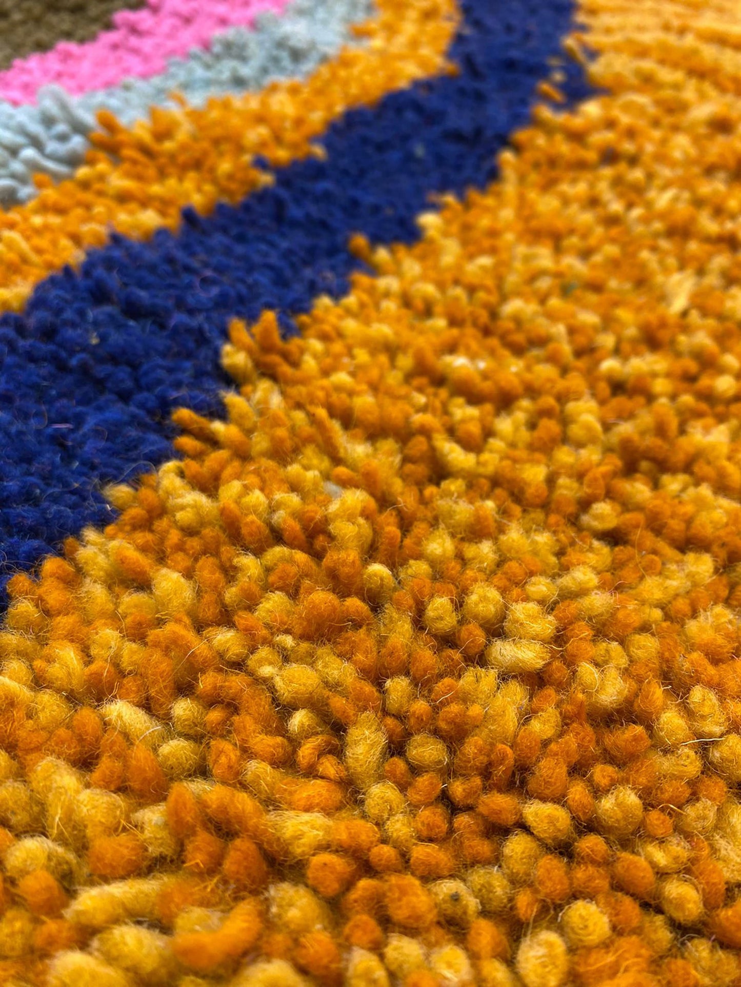 Orange Moroccan rug, Handmade Berber wool custom area rugs, rugs for living room.