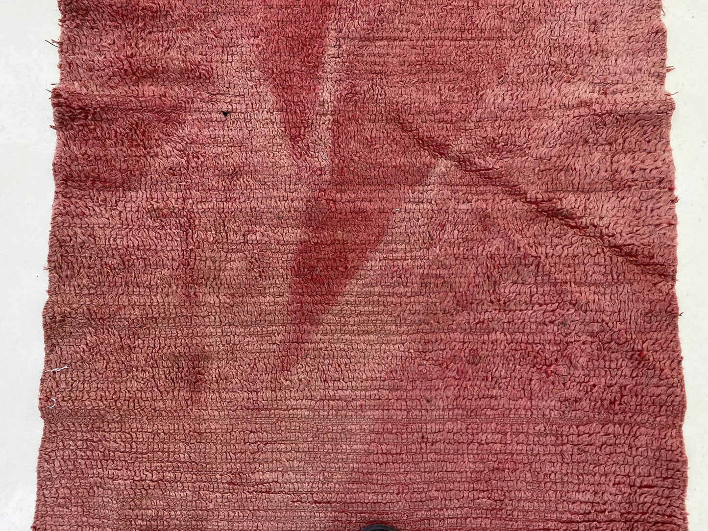 Red wool solid Moroccan runner rug 4x11.