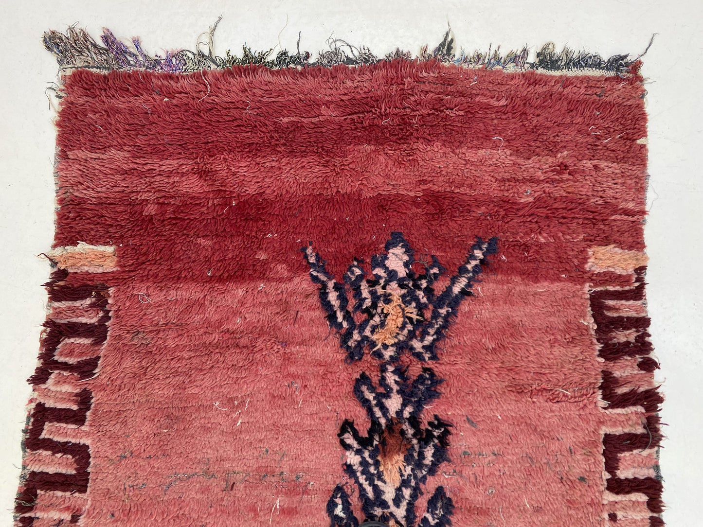 Moroccan wool handwoven runner rug 4x8.