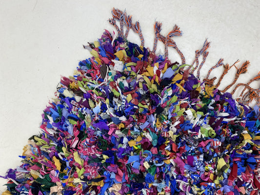 Boucherouite Moroccan RUG, colorful runner rug 3x9.