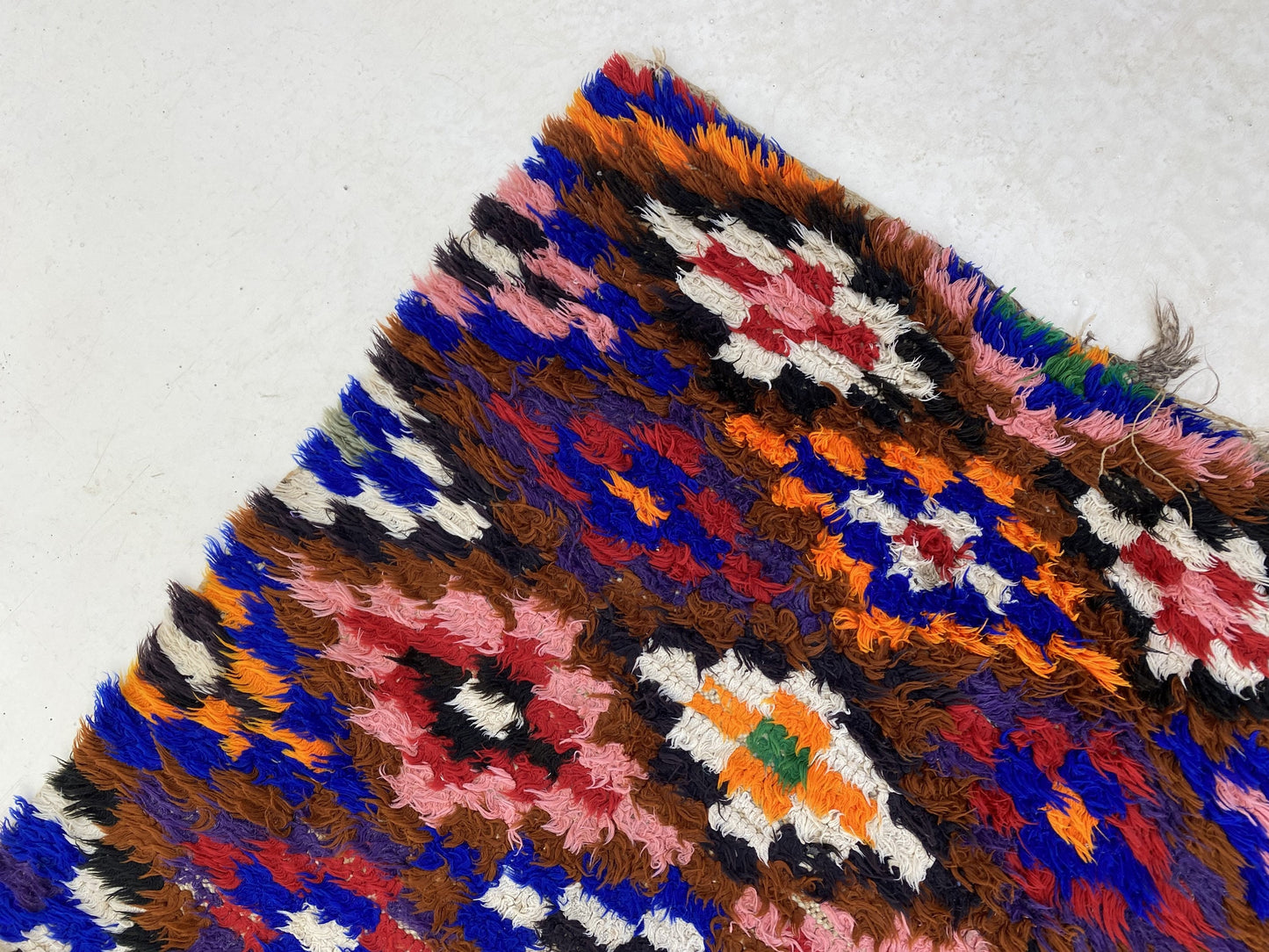 Colorful handwoven Moroccan runner rug 3x8 ft.