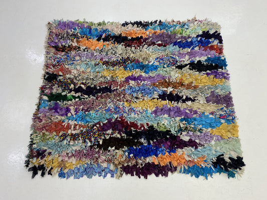 Moroccan colorful vintage area rug 4x5 ft.