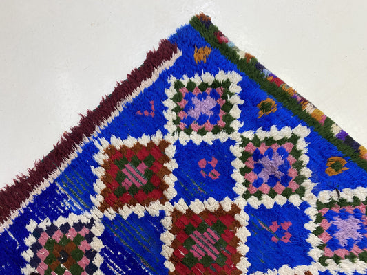 Moroccan colorful vintage area rug 5x7 ft.