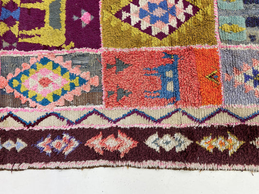 Moroccan colorful vintage runner rug 4x9 ft.