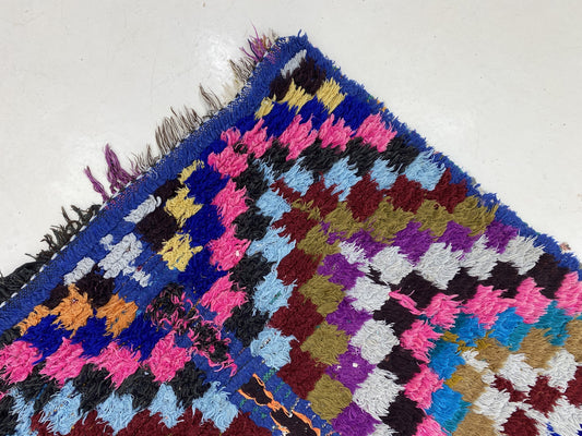 Vintage Moroccan colorful area rug 3x6 ft.