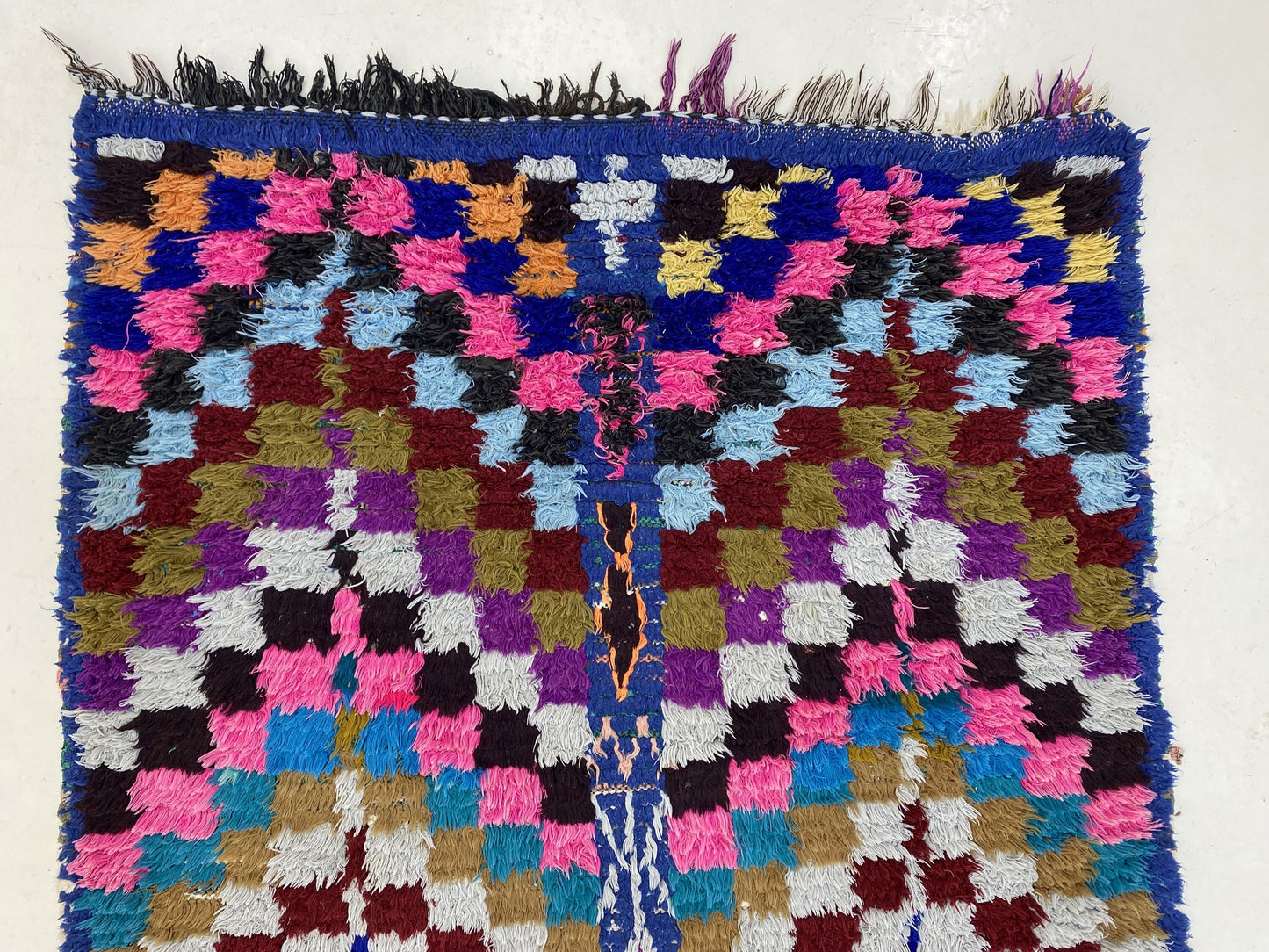 Vintage Moroccan colorful area rug 3x6 ft.