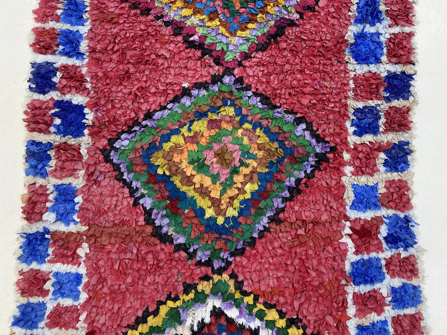 3x9 Boucherouite Vintage Moroccan Runner Rug.