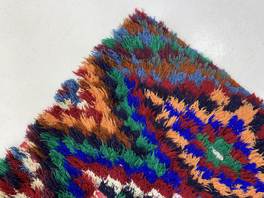 3x7 Woven Colorful Moroccan Vintage Rug Runner.