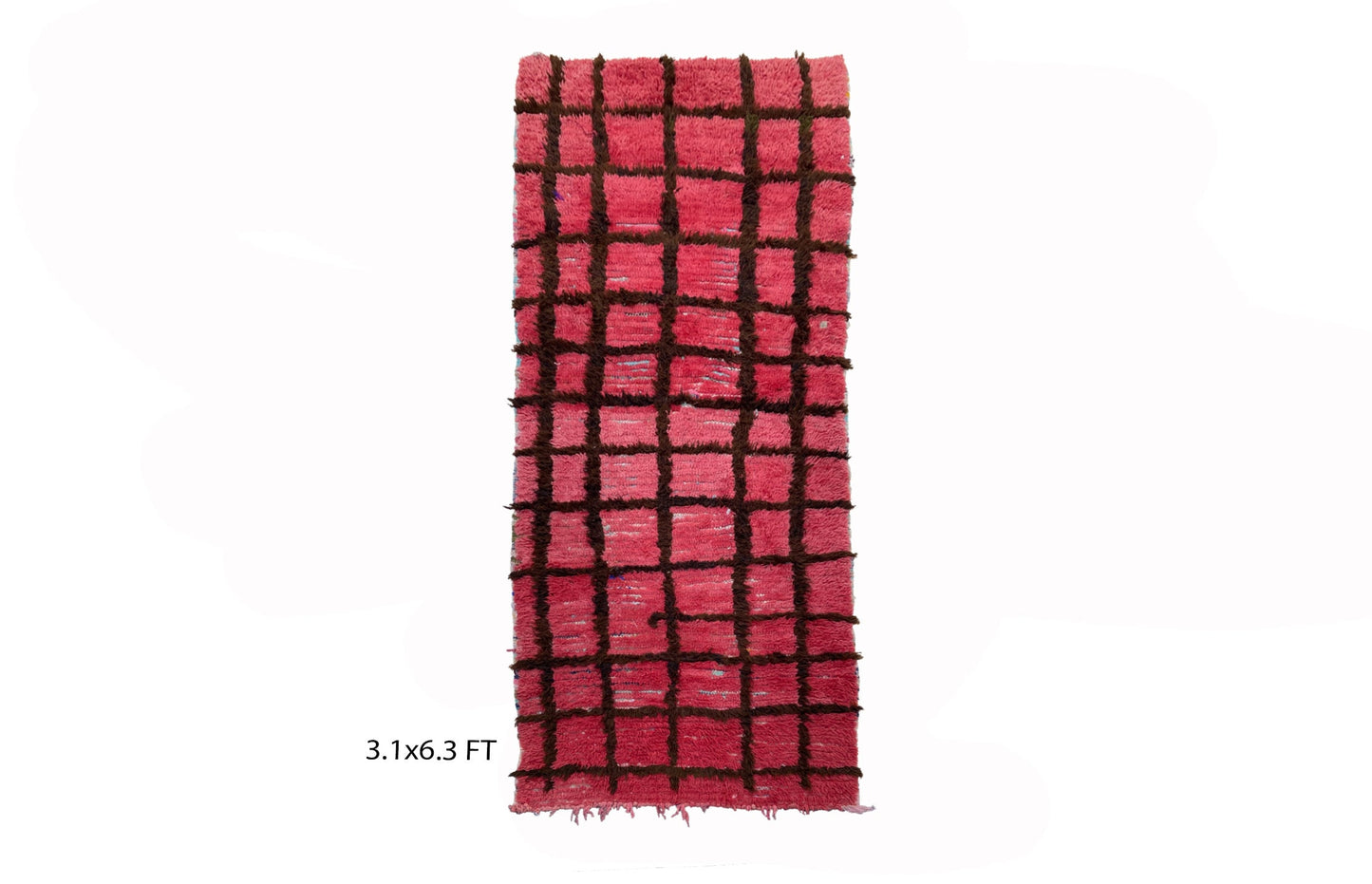 3x6 Moroccan Black And Red Grid Runner Rug.