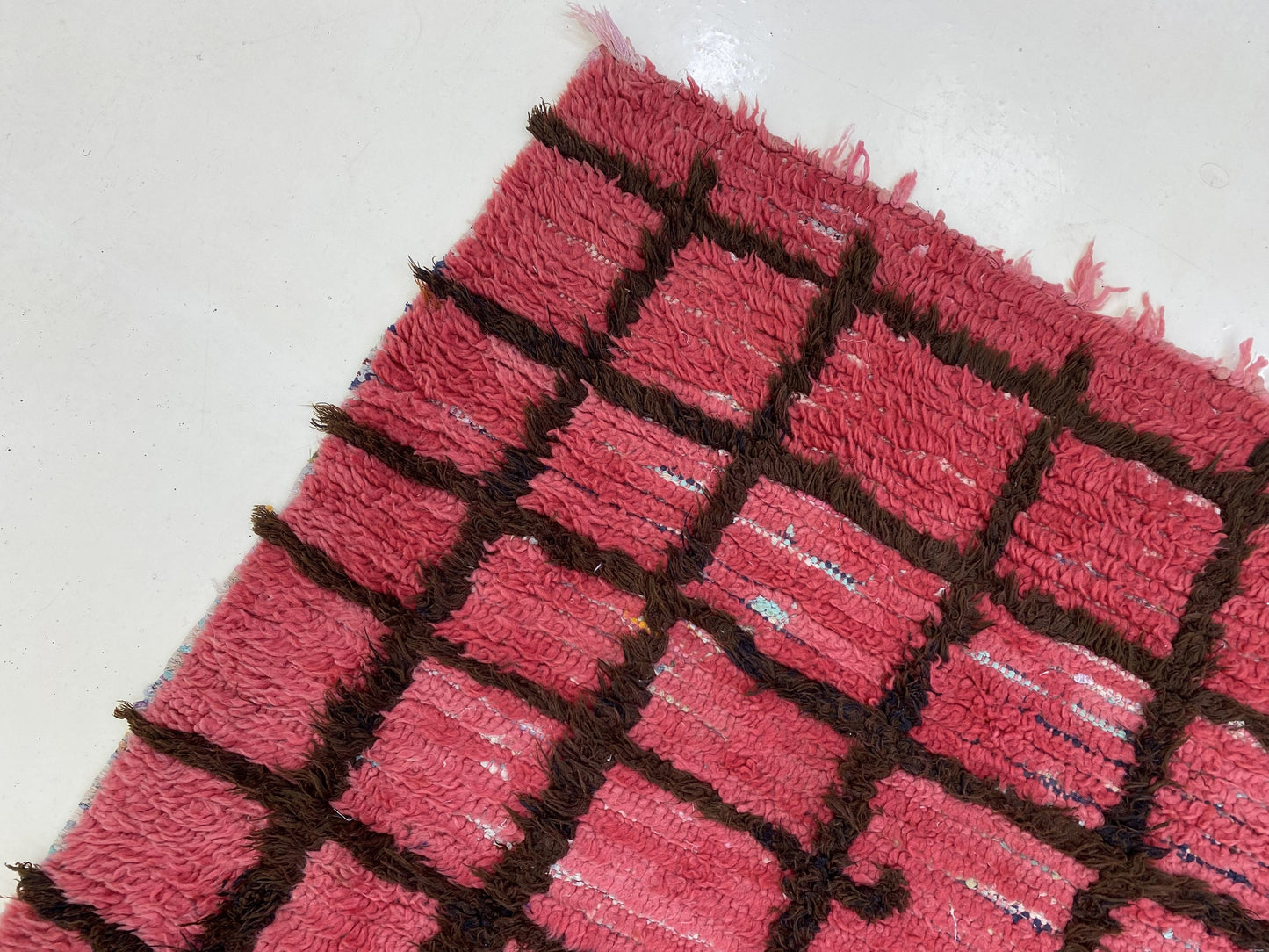 3x6 Moroccan Black And Red Grid Runner Rug.