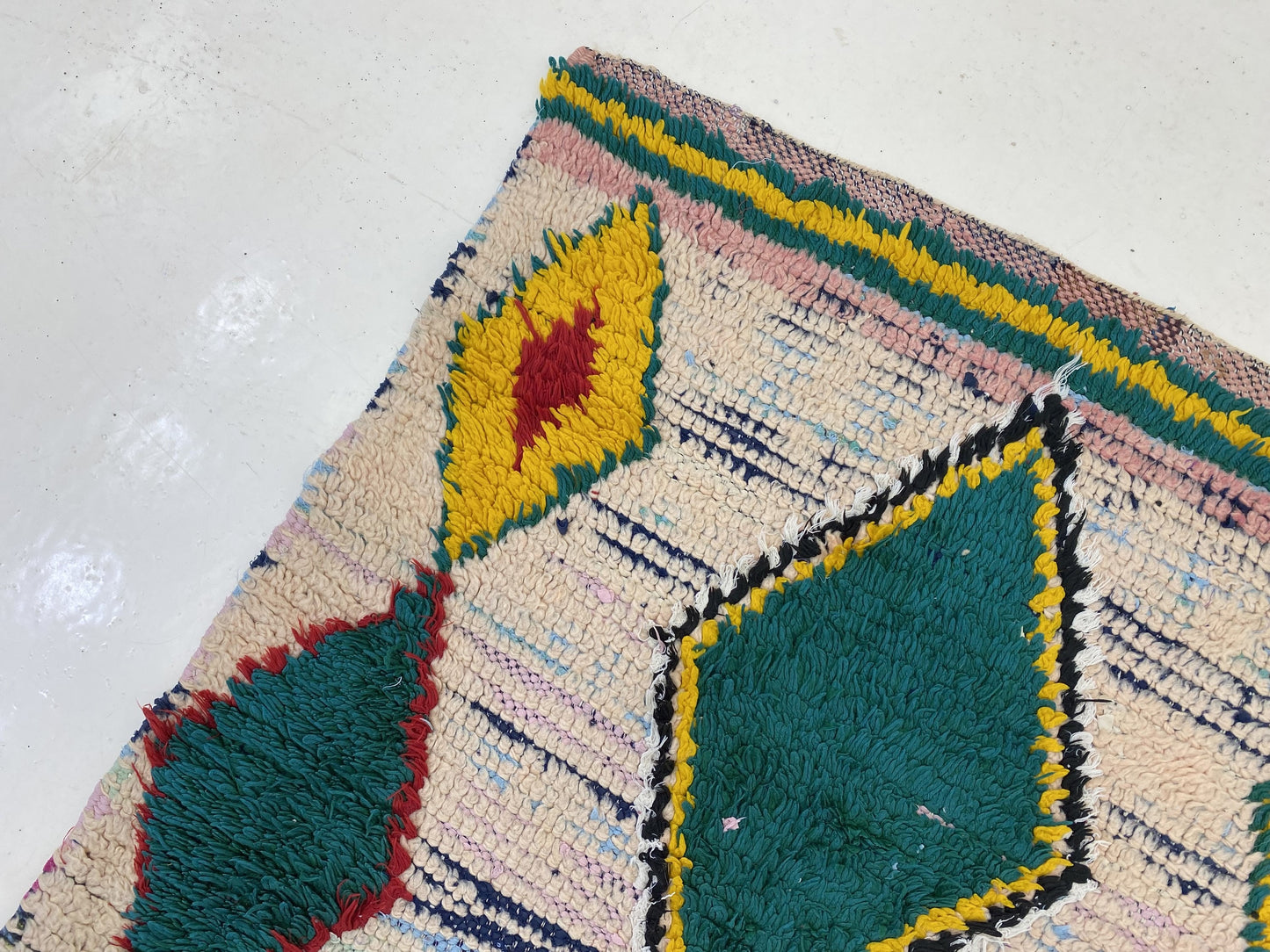 3x8 Moroccan Vintage Diamond Rug Runner.