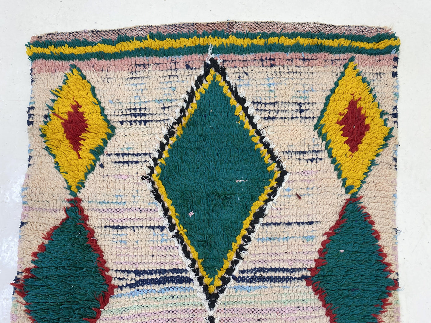 3x8 Moroccan Vintage Diamond Rug Runner.